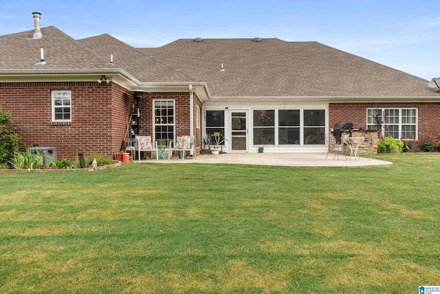3037 Twelve Stones Rd SE, Owens Cross Roads, AL 35763 - rear view of house with brick siding, a patio, and a shingled roof