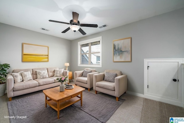 5181 Cruise St, Trussville, AL 35173 - living room featuring ceiling fan and carpet