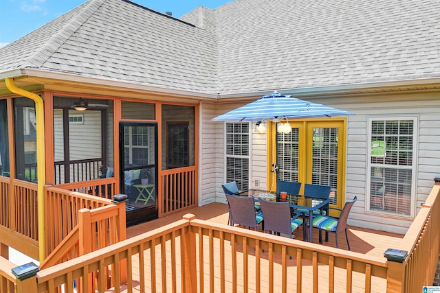 2816 Aster Lake Rd, Helena, AL 35022 - deck featuring a sunroom and outdoor dining space