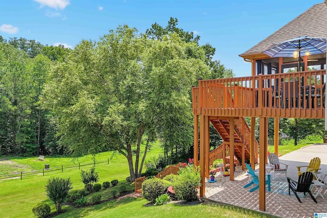 2816 Aster Lake Rd, Helena, AL 35022 - view of yard featuring a patio area, stairs, and a wooden deck