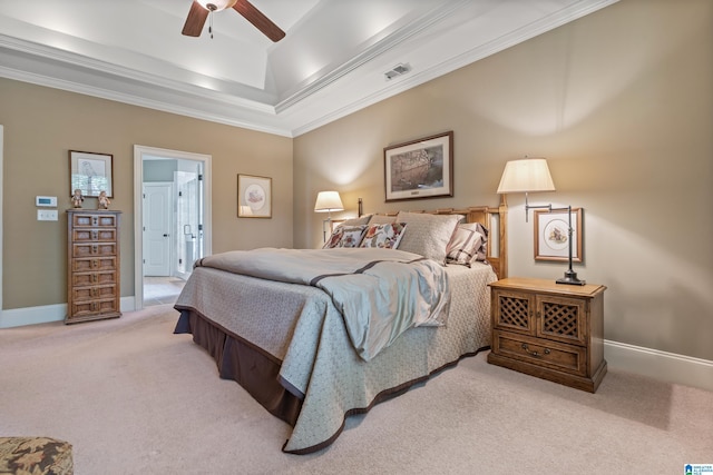 163 River Valley Rd, Helena, AL 35080 - bedroom with carpet flooring, a tray ceiling, ornamental molding, and a ceiling fan