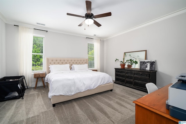 4945 Natalie Way, Trussville, AL 35173 - carpeted bedroom featuring ornamental molding and ceiling fan