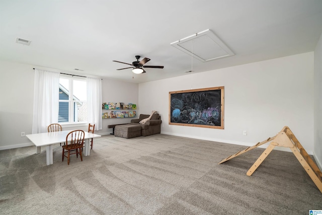 4945 Natalie Way, Trussville, AL 35173 - carpeted dining space featuring attic access and a ceiling fan