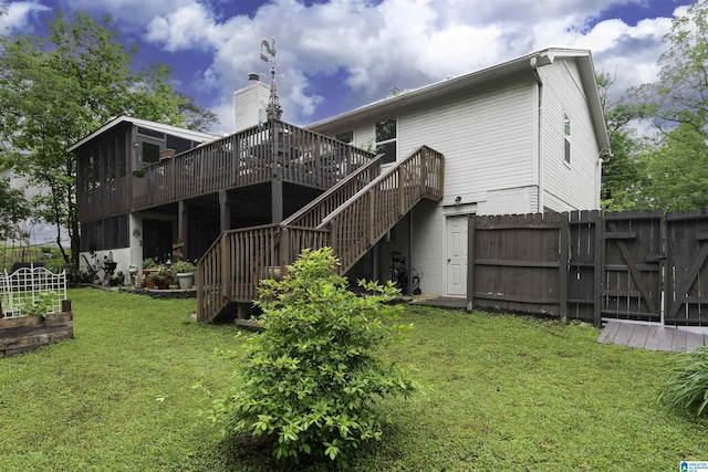 116 Twin Lakes Rd, Trussville, AL 35173 - rear view of house with a wooden deck, stairway, a vegetable garden, and a gate