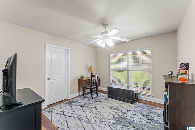 417 Rock View Trl, Maylene, AL 35114 - office space with a ceiling fan and light wood-style floors
