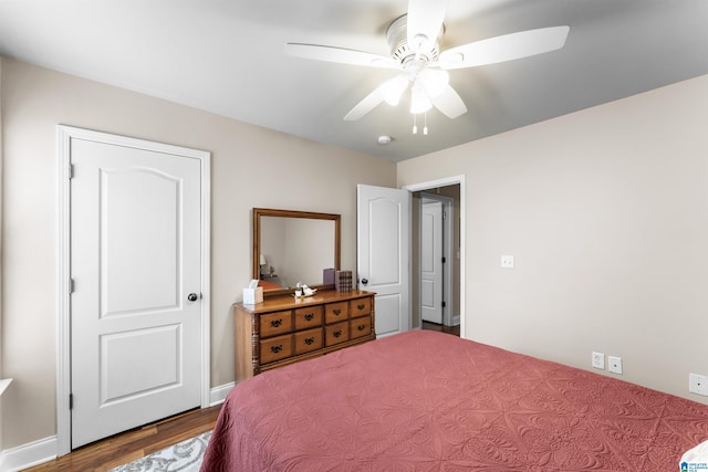 417 Rock View Trl, Maylene, AL 35114 - bedroom featuring wood finished floors and a ceiling fan