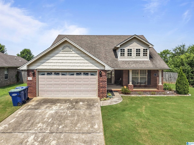 417 Rock View Trl, Maylene, AL 35114 - view of front of home featuring brick siding, a porch, concrete driveway, a shingled roof, and an attached garage