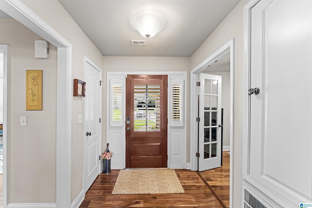 417 Rock View Trl, Maylene, AL 35114 - foyer with dark wood-style floors and baseboards