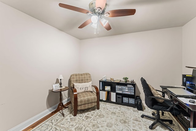417 Rock View Trl, Maylene, AL 35114 - office featuring ceiling fan and wood finished floors