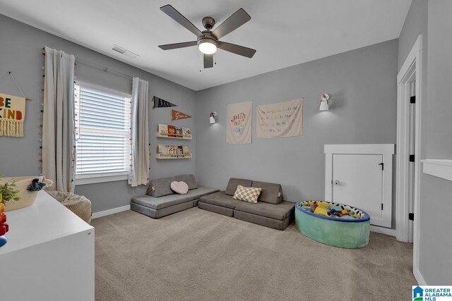 7808 Jayden Dr, Trussville, AL 35173 - living area featuring carpet flooring and ceiling fan