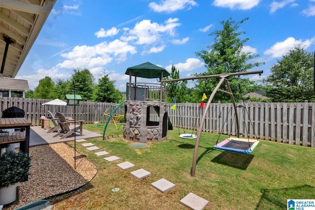 7808 Jayden Dr, Trussville, AL 35173 - view of jungle gym featuring a fenced backyard and a patio area