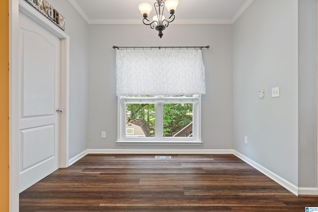 3168 Cahaba Park Dr, Trussville, AL 35173 - empty room featuring dark wood finished floors, crown molding, and a chandelier