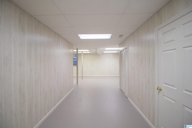 5300 Old Mill Run, Trussville, AL 35173 - hallway with a drop ceiling and wooden walls