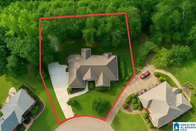 4205 Waterford Ln, Trussville, AL 35173 - aerial view of property and surrounding area featuring property boundaries highlighted