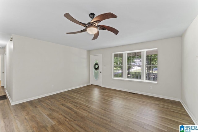 6256 Alabama Dr, Trussville, AL 35173 - unfurnished living room featuring ceiling fan and wood finished floors