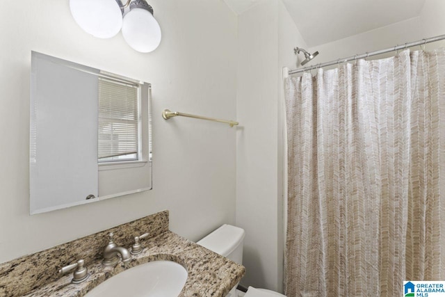 6256 Alabama Dr, Trussville, AL 35173 - full bathroom with vanity and a shower with shower curtain