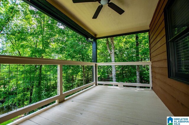293 Misty Ln, Wedowee, AL 36278 - wooden terrace with a ceiling fan