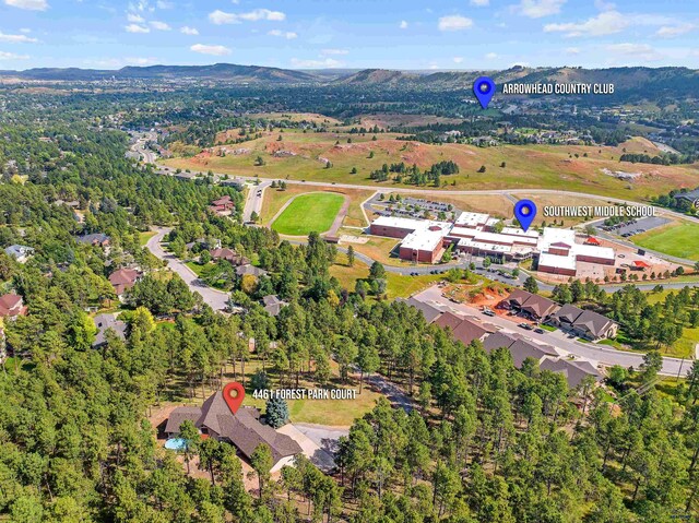 aerial view featuring a mountain view