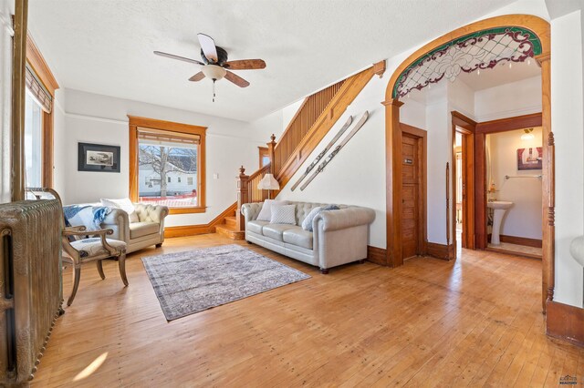735 8th, Spearfish, SD 57783 - living room with sink, light hardwood / wood-style flooring, and ceiling fan
