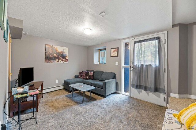735 8th, Spearfish, SD 57783 - living room featuring a textured ceiling and carpet