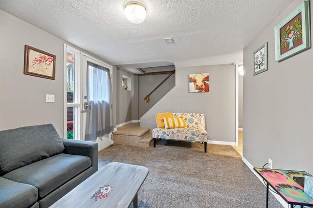 735 8th, Spearfish, SD 57783 - carpeted living room featuring a textured ceiling