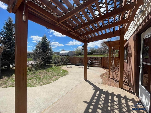 view of patio / terrace featuring a pergola