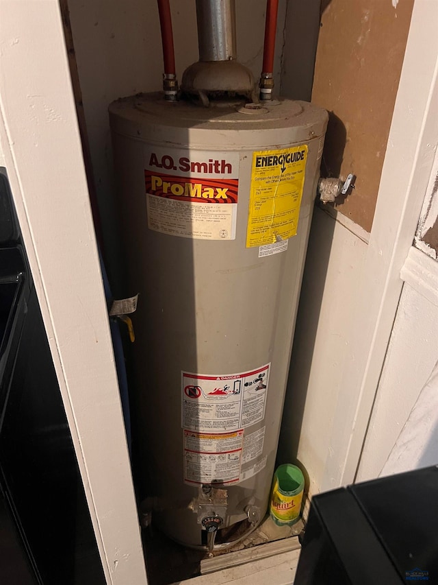 utility room featuring water heater