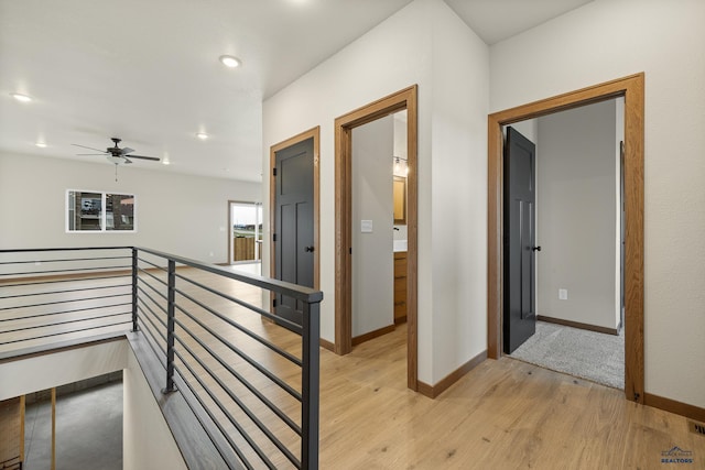 hall featuring light hardwood / wood-style flooring