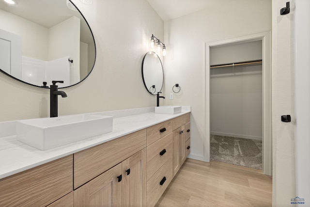 bathroom featuring wood-type flooring and vanity