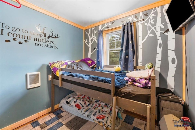 bedroom featuring ornamental molding