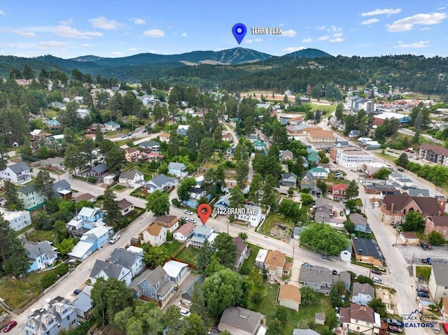 bird's eye view featuring a mountain view