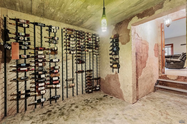 wine cellar with concrete floors