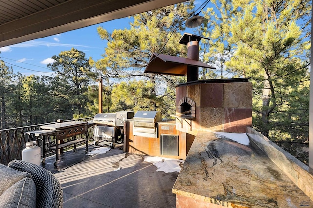 view of patio with grilling area and area for grilling