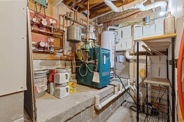 utility room with gas water heater