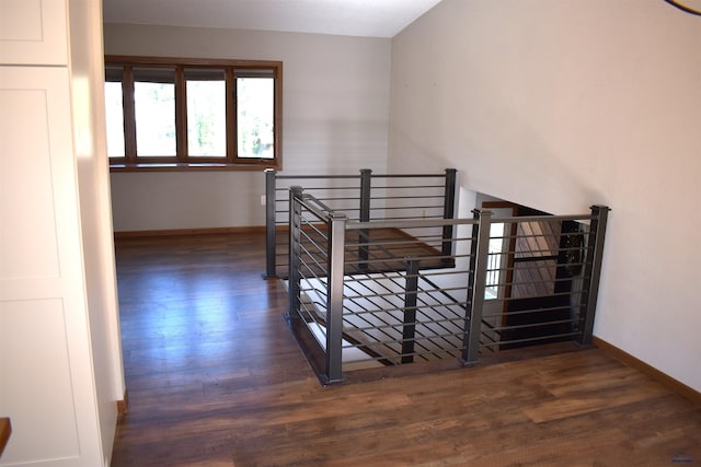 staircase featuring hardwood / wood-style floors