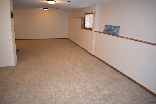 basement with light carpet