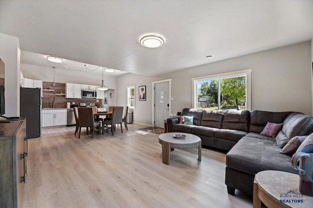 living room featuring light hardwood / wood-style floors