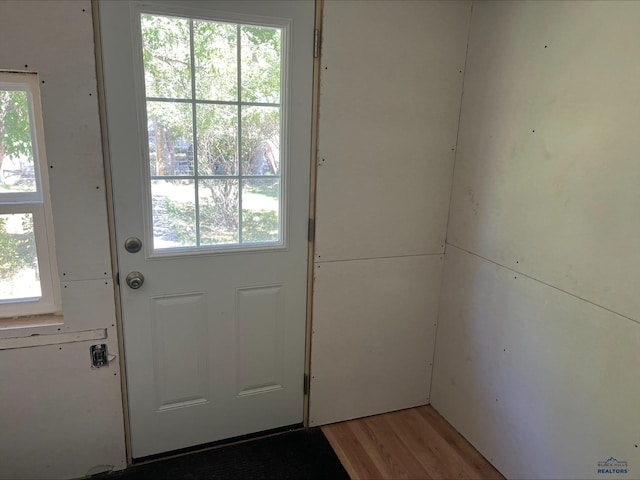 entryway with hardwood / wood-style floors