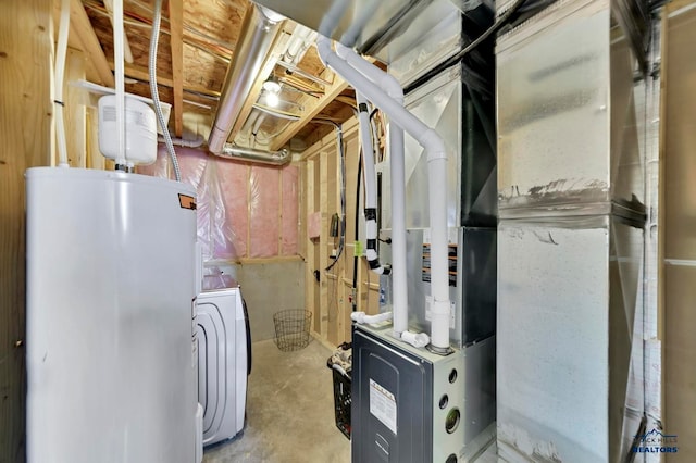 utility room with gas water heater