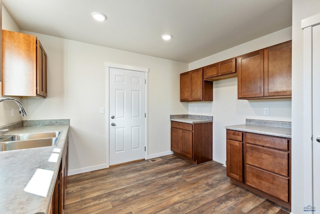 kitchen featuring sink and dark wood-type flooring