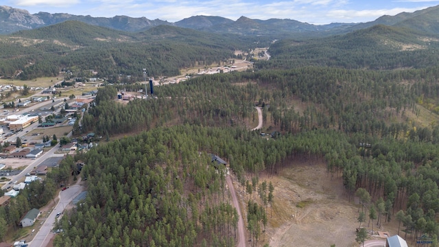 23974 Thompson Dr, Hill City, SD 57745 - aerial view of property's location featuring a forest and a mountain backdrop
