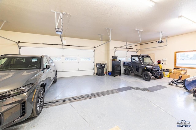 garage with a garage door opener