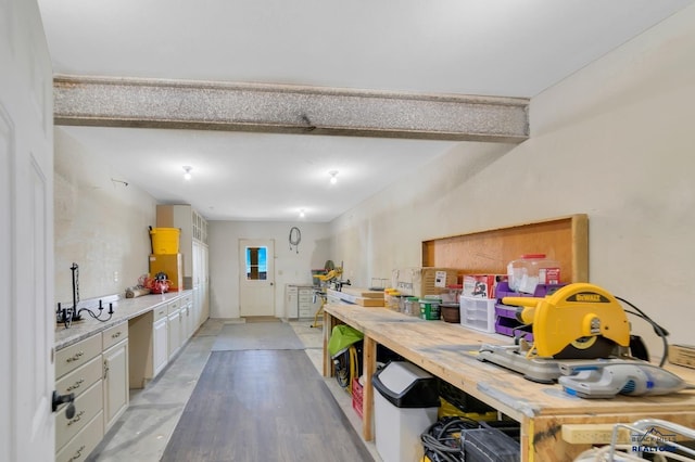 interior space with wood counters