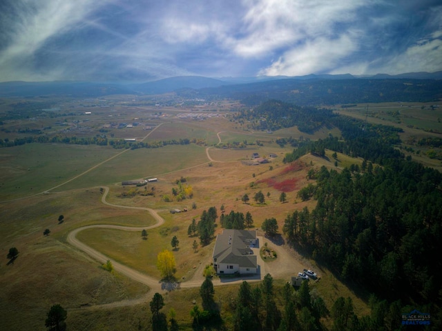 aerial view with a rural view and a mountain view