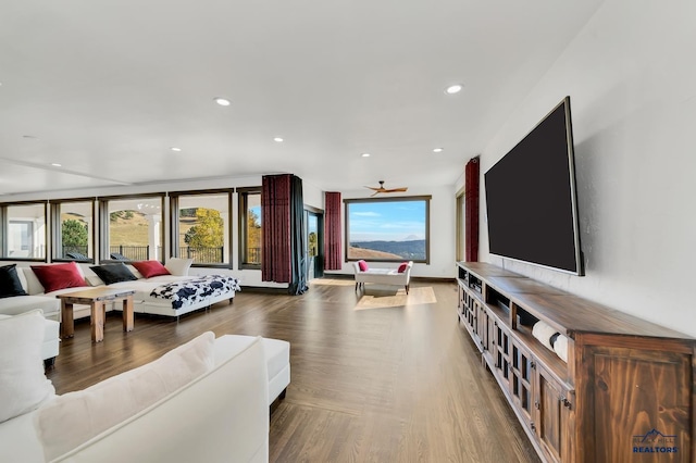 living room with wood-type flooring