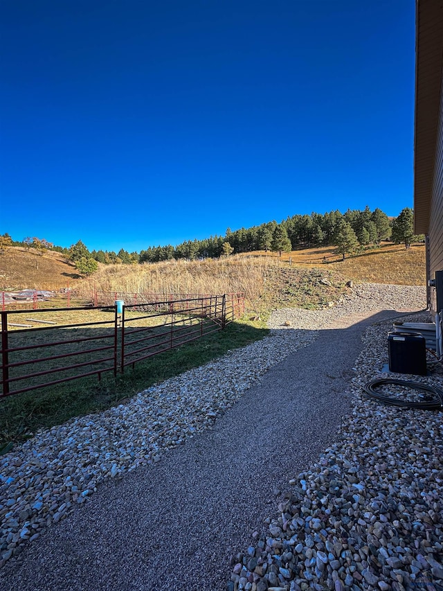 view of yard with a rural view