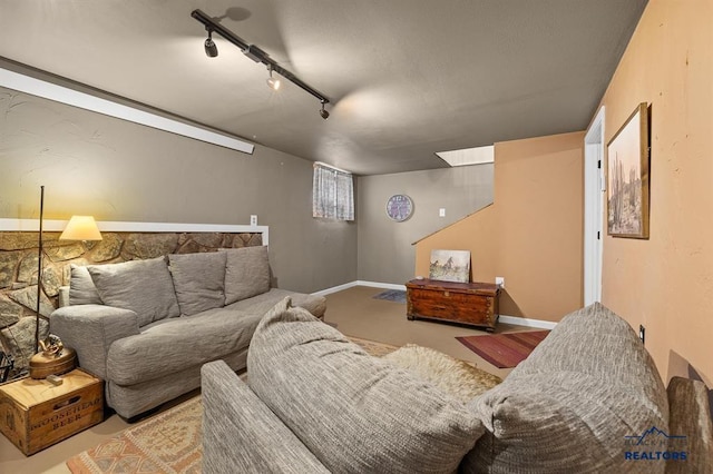living room with track lighting