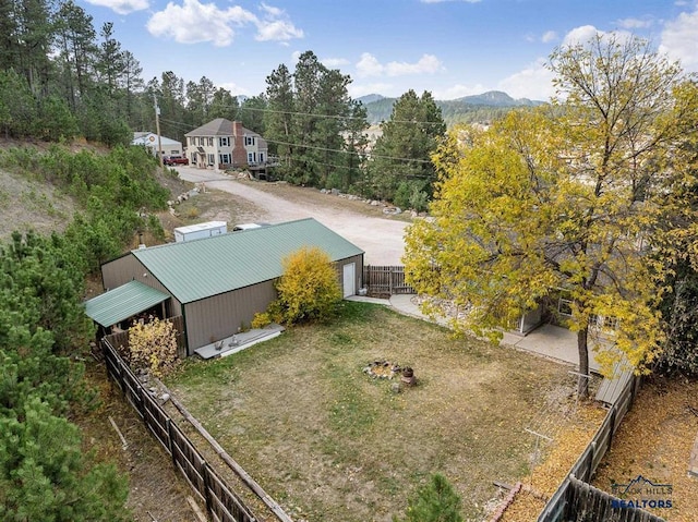 aerial view with a mountain view