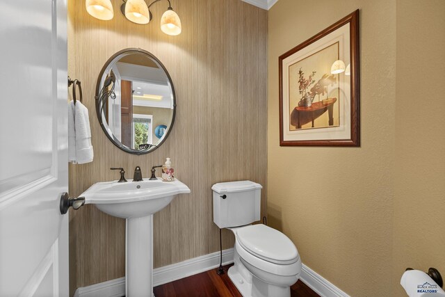 bathroom featuring sink, hardwood / wood-style flooring, and toilet