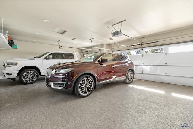 garage with a garage door opener